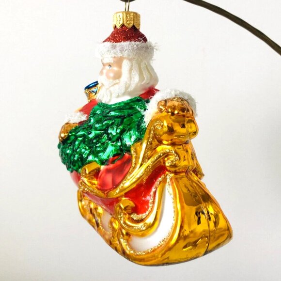 ✨NEW! Authentic Christopher Radko SANTA in a Sleigh Big Hand Made Glass Ornament - Picture 3 of 9